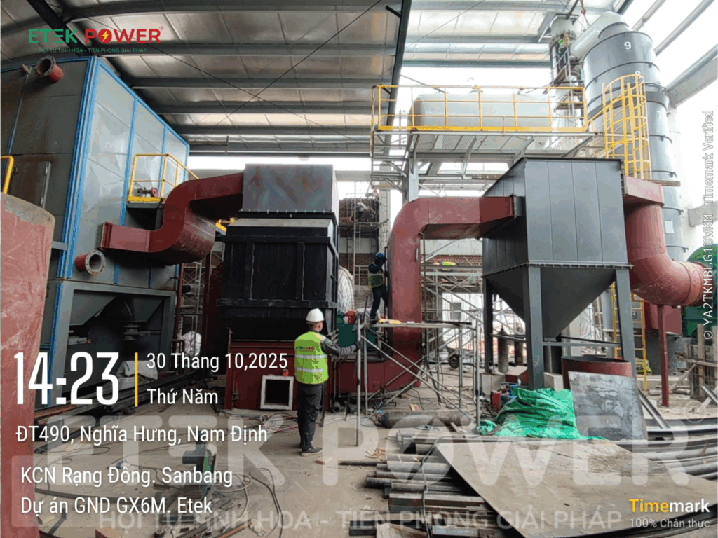 Hình ảnh thi công lò dầu tải nhiệt 6 triệu Kcal/h tại KCN Rạng Đông