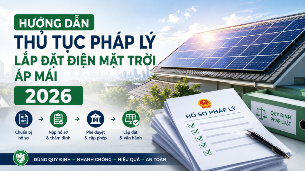 Hướng dẫn thủ tục pháp lý lắp đặt điện mặt trời áp mái 2026: giấy phép, PCCC và yêu cầu EVN theo công suất