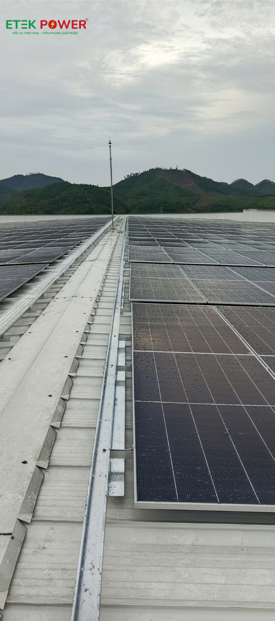 Tấm pin mặt trời 950 kWp đã lắp đặt hoàn chỉnh trên mái nhà xưởng Thygesen Việt Nam, Chi nhánh Phú Thọ