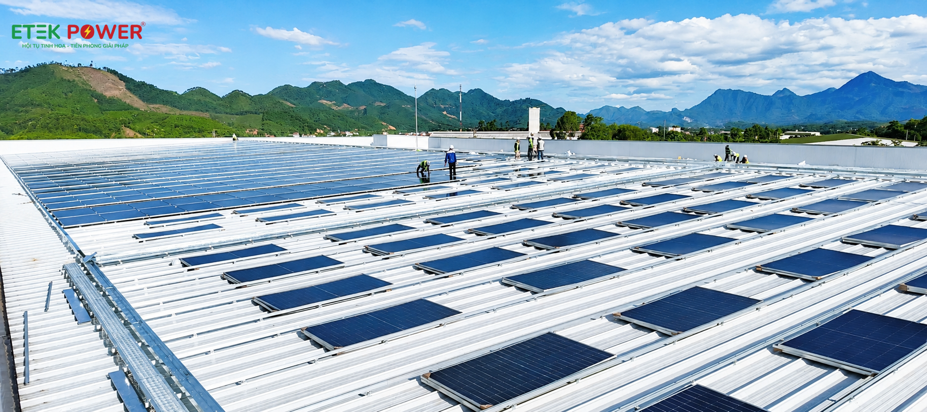 Toàn cảnh 950 kWp tấm pin mặt trời phủ kín mái nhà xưởng Thygesen Việt Nam tại Chi nhánh Phú Thọ