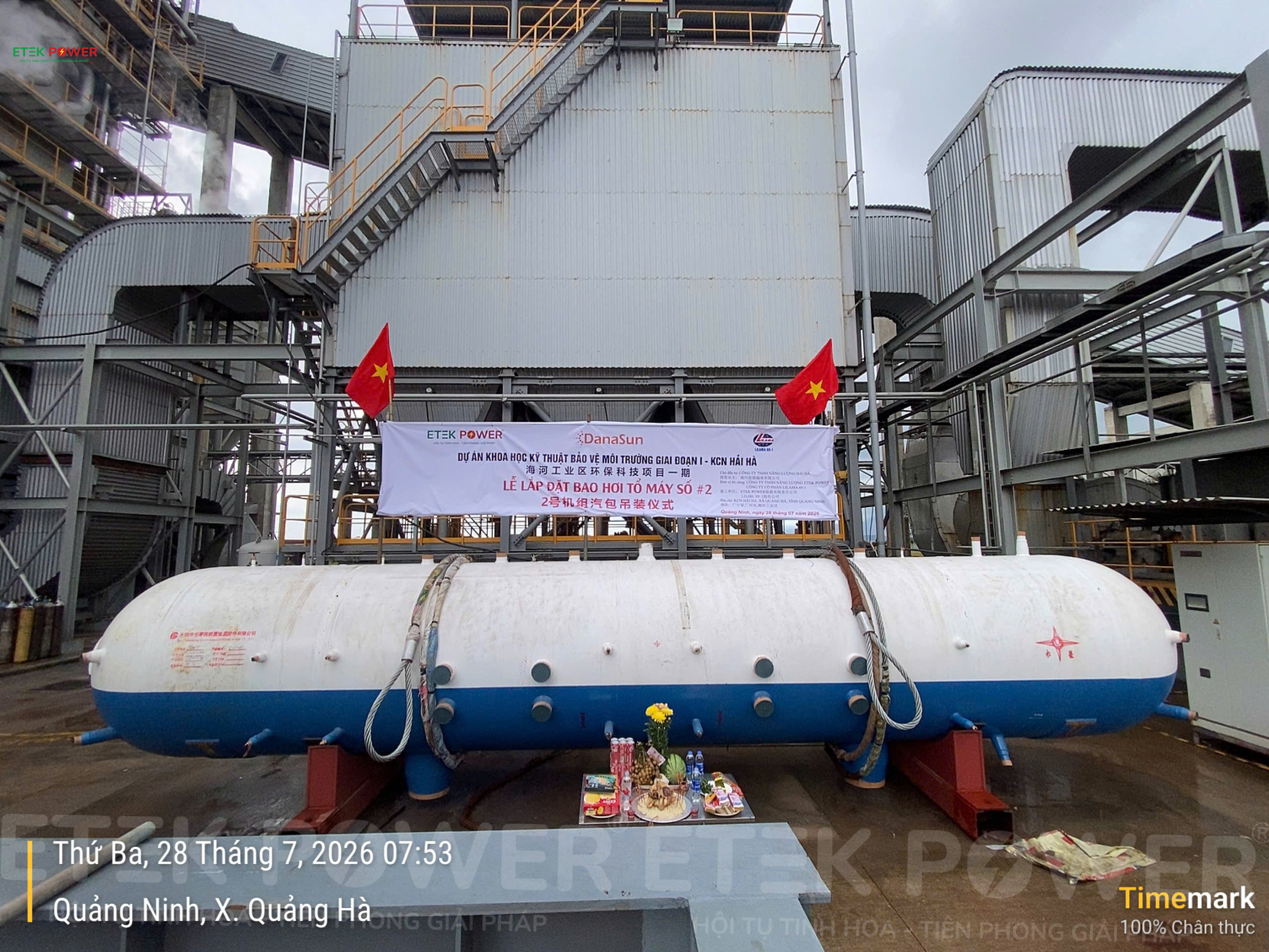 Bao hơi lò hơi CFB 90 tấn/giờ dự án Texhong Quảng Ninh chuẩn bị được cẩu 600 tấn nâng lên vị trí lắp đặt