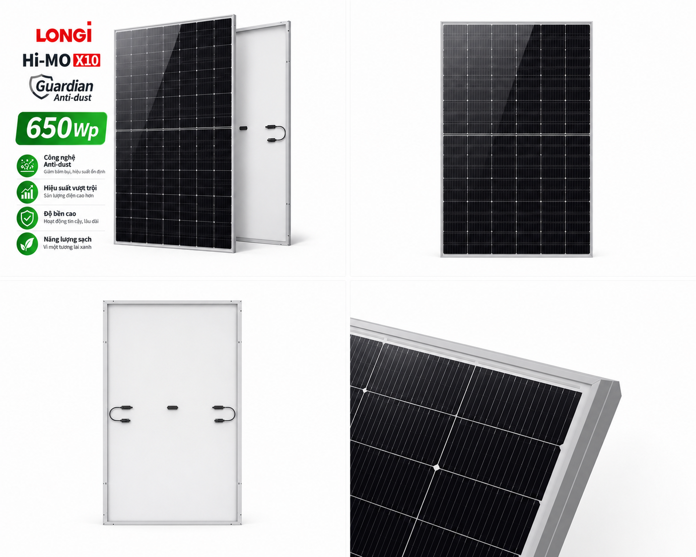 Bảng thông số kỹ thuật tấm pin LONGi Hi-MO X10 Guardian LR7-72HVHF 640–670Wp từ datasheet chính hãng