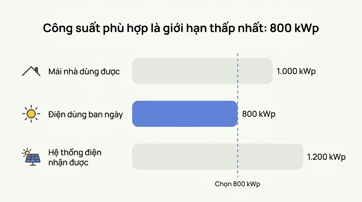 3 giới hạn quyết định công suất điện mặt trời cho nhà máy