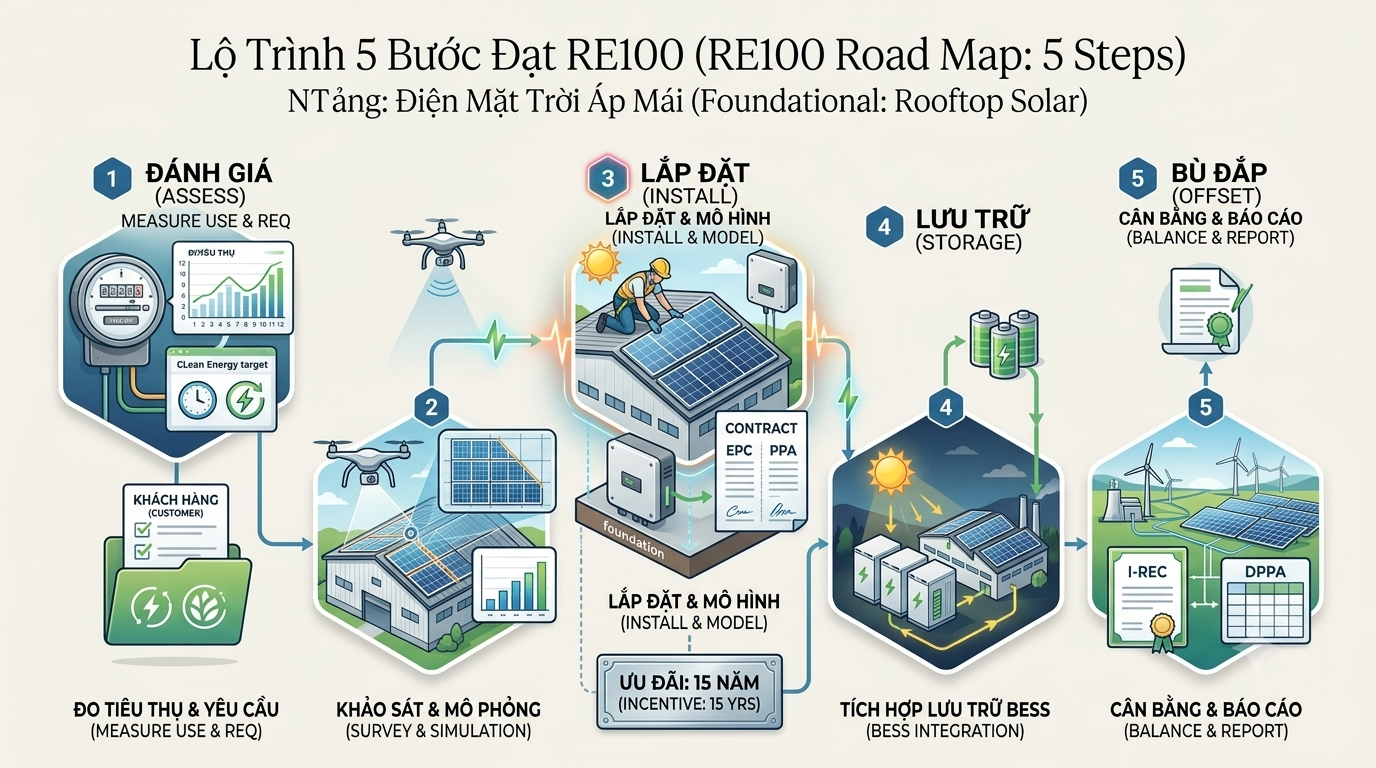 Lộ trình 5 bước giúp nhà máy FDI đạt RE100